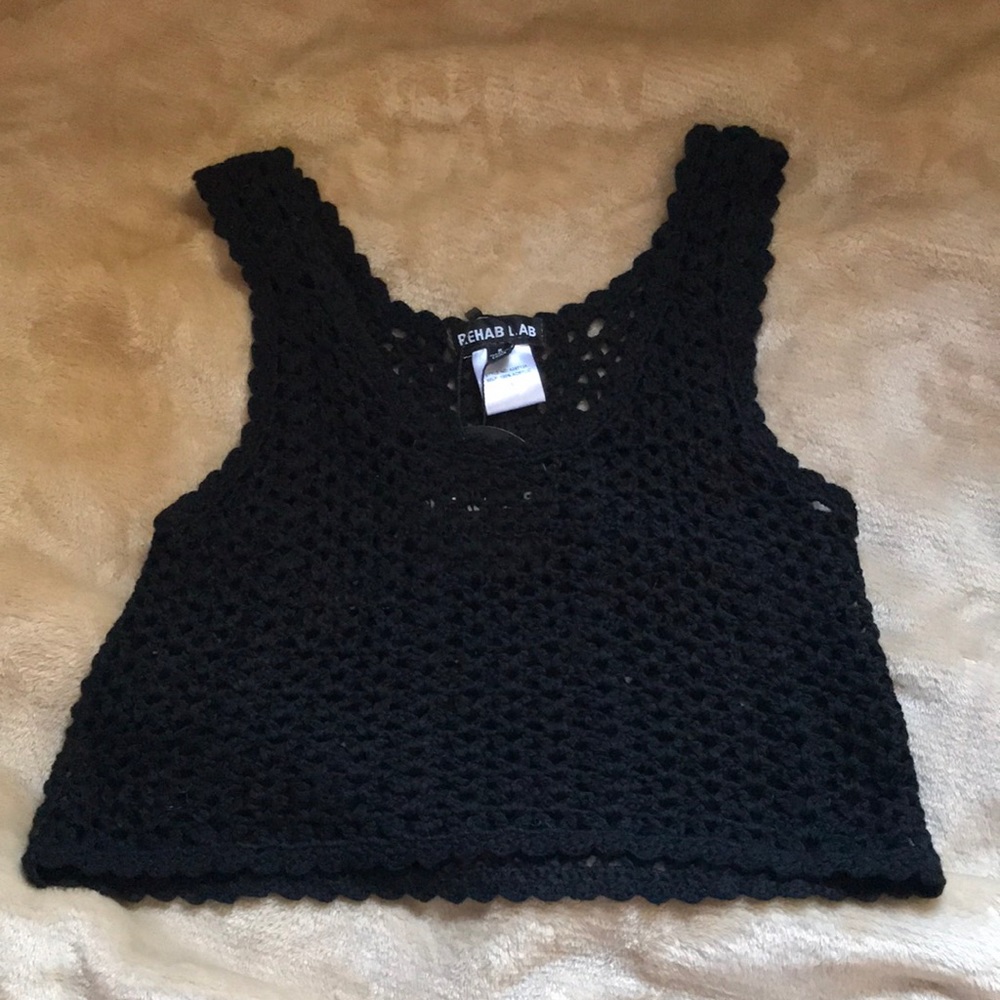 black crochet crop top